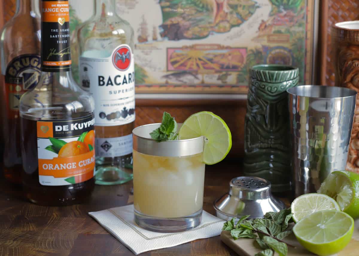 Classic Mai Tai Cocktail with Tiki Garnish