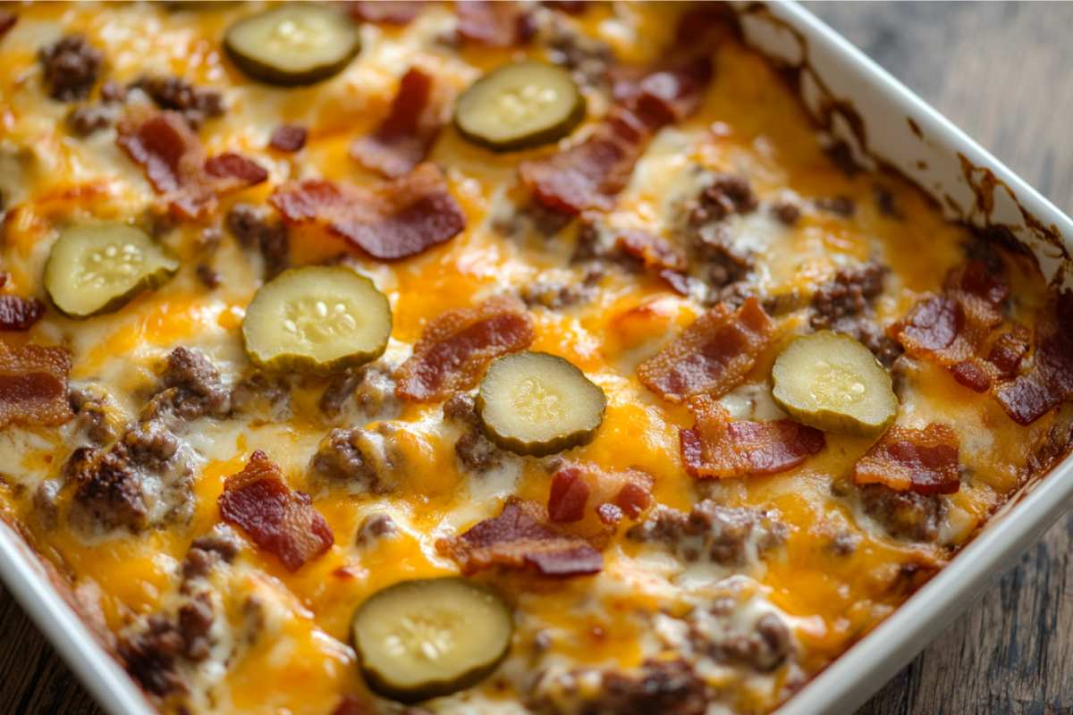 Cheeseburger Casserole with Bacon and Cheddar