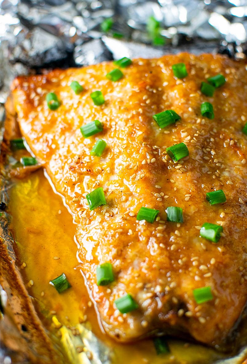 Honey-Sesame Glazed Salmon with Sesame-Ginger Vegetables