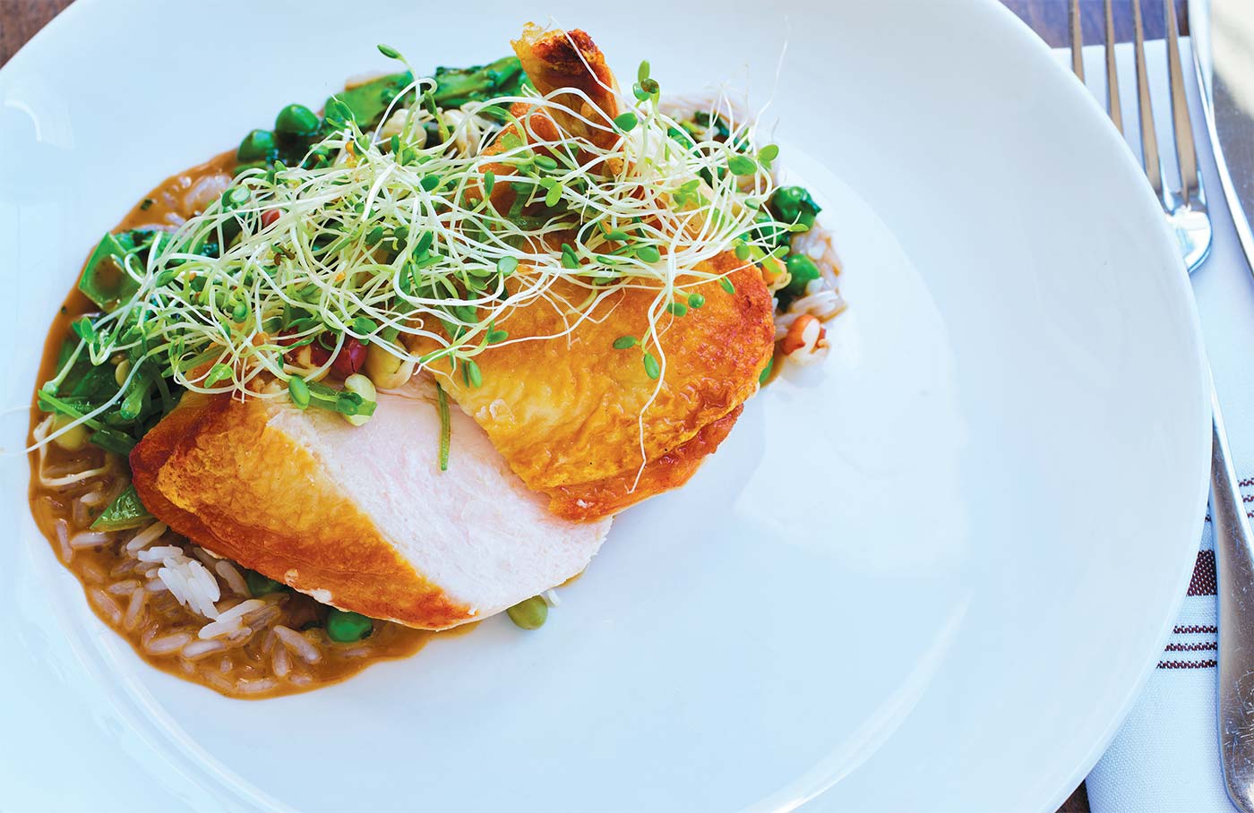 Lemon-Dill Chicken with Spring Peas and Herbed Potatoes
