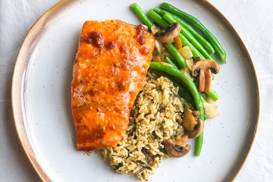 Miso-Glazed Maple Salmon with Asparagus