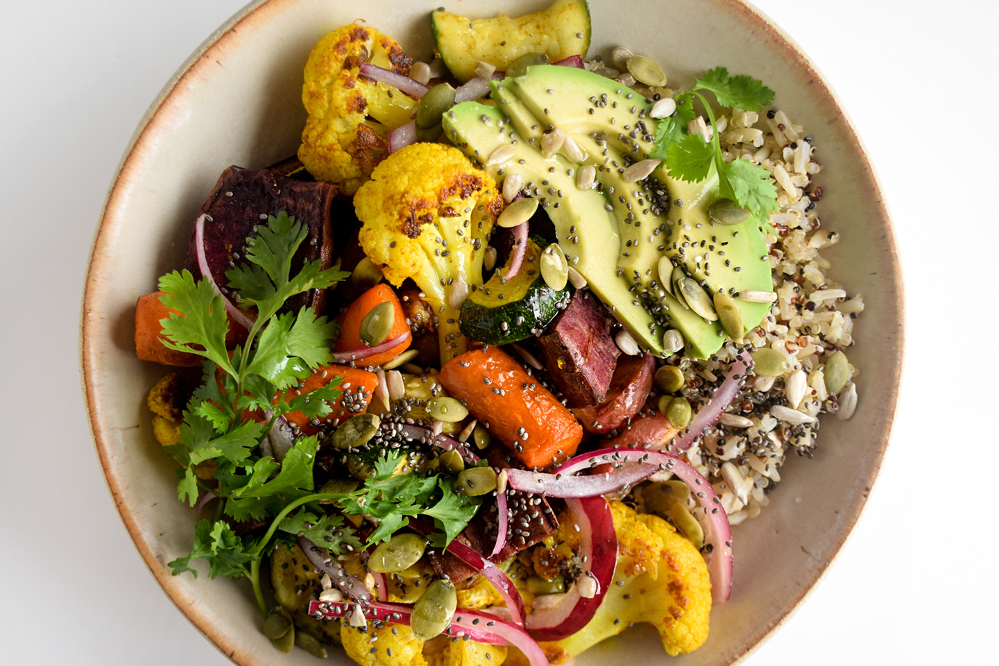 Lemon-Tahini Grain Bowl with Roasted Veggies