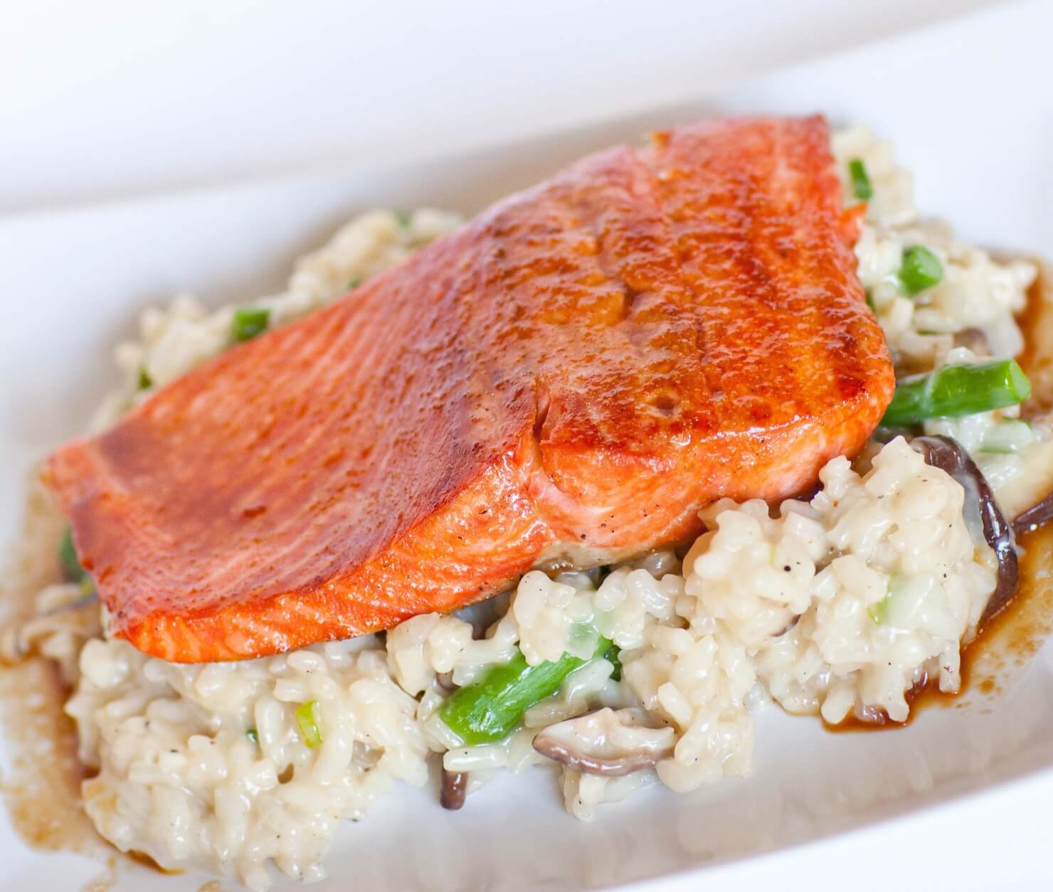 Gin-Glazed Salmon with Herb Risotto