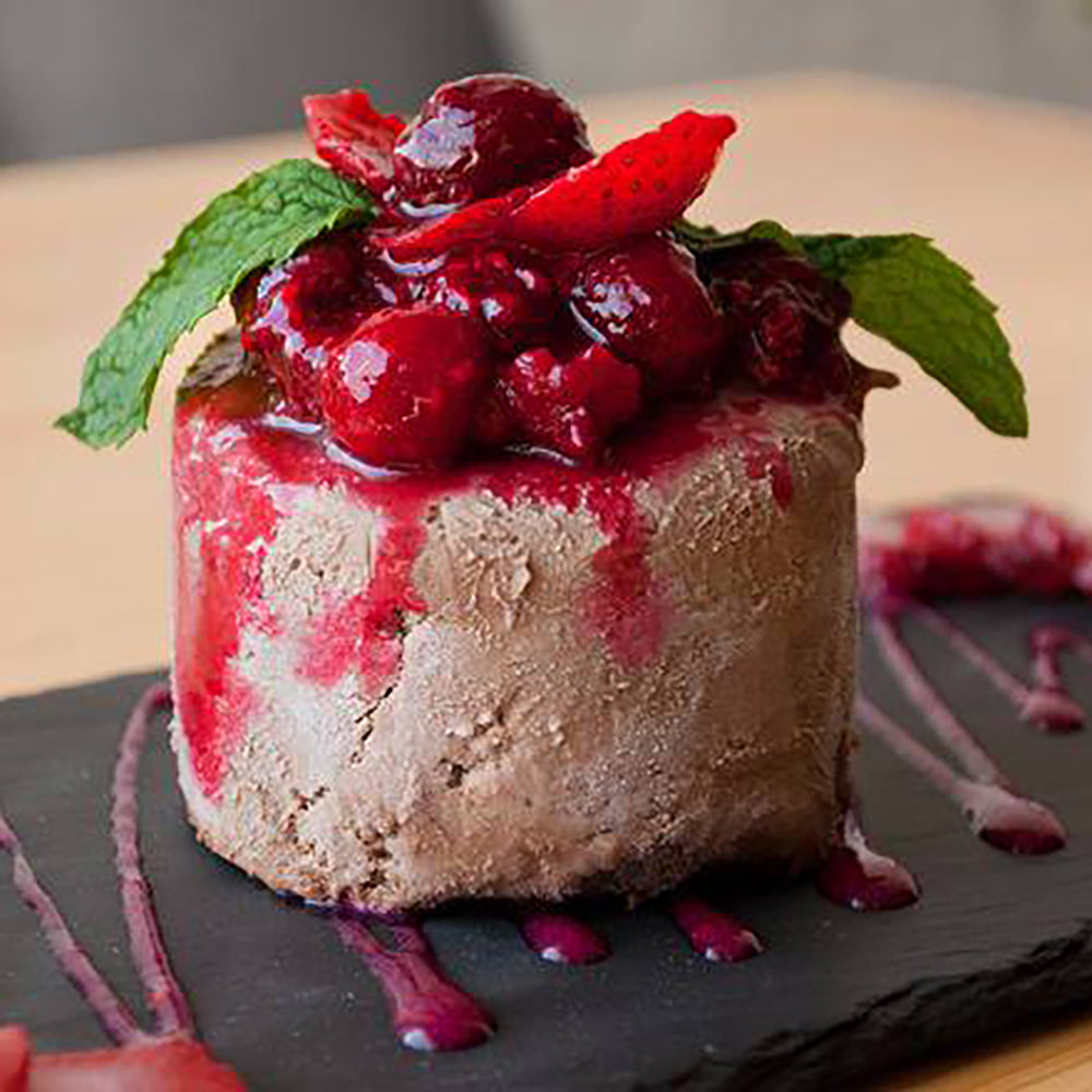 Gin-Infused Chocolate Ganache with Raspberry Coulis