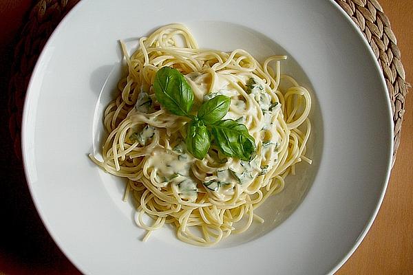 Geometric Arrangement Spaghetti with Lemon Cream Sauce