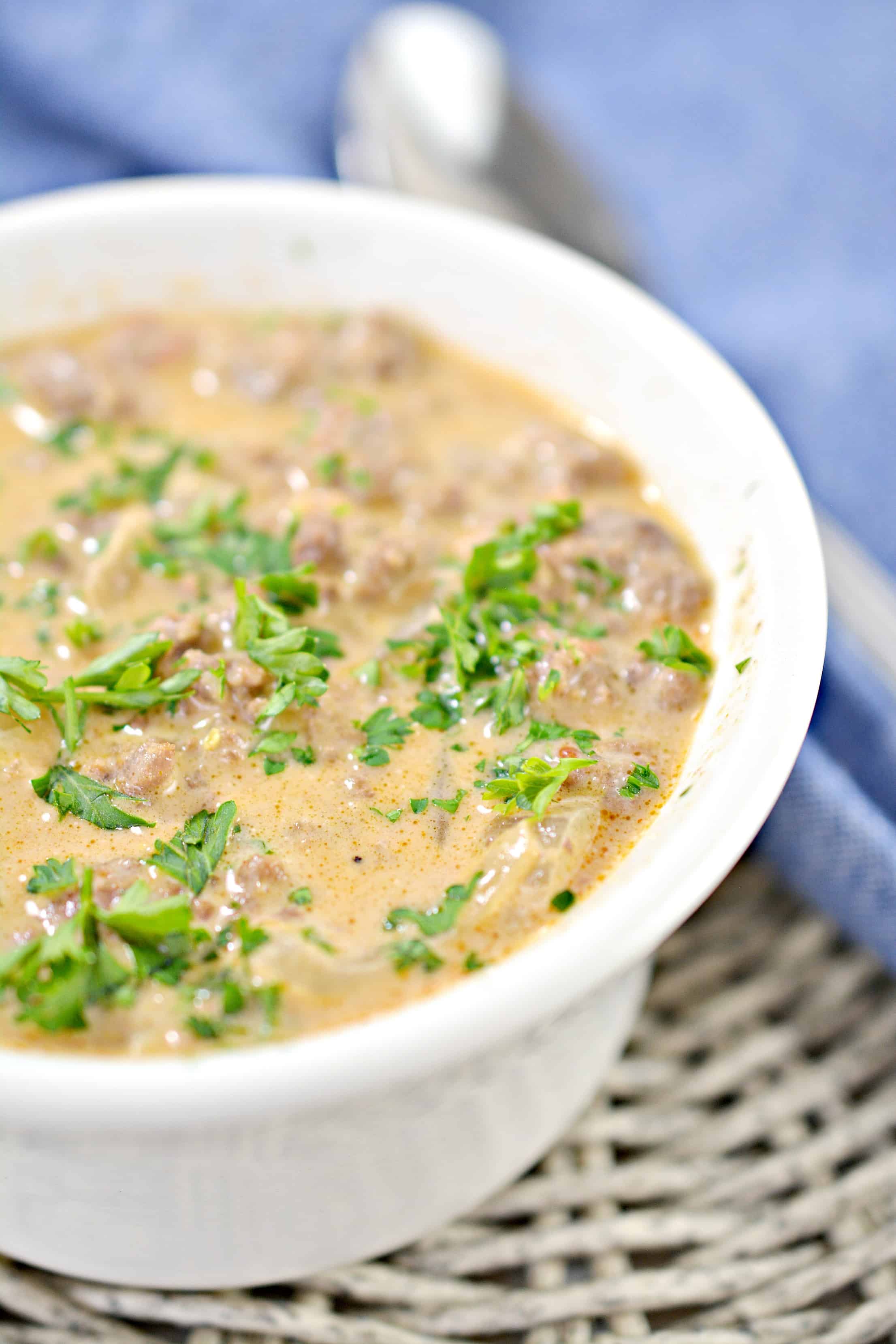 Bacon & Cheddar Cheeseburger Soup