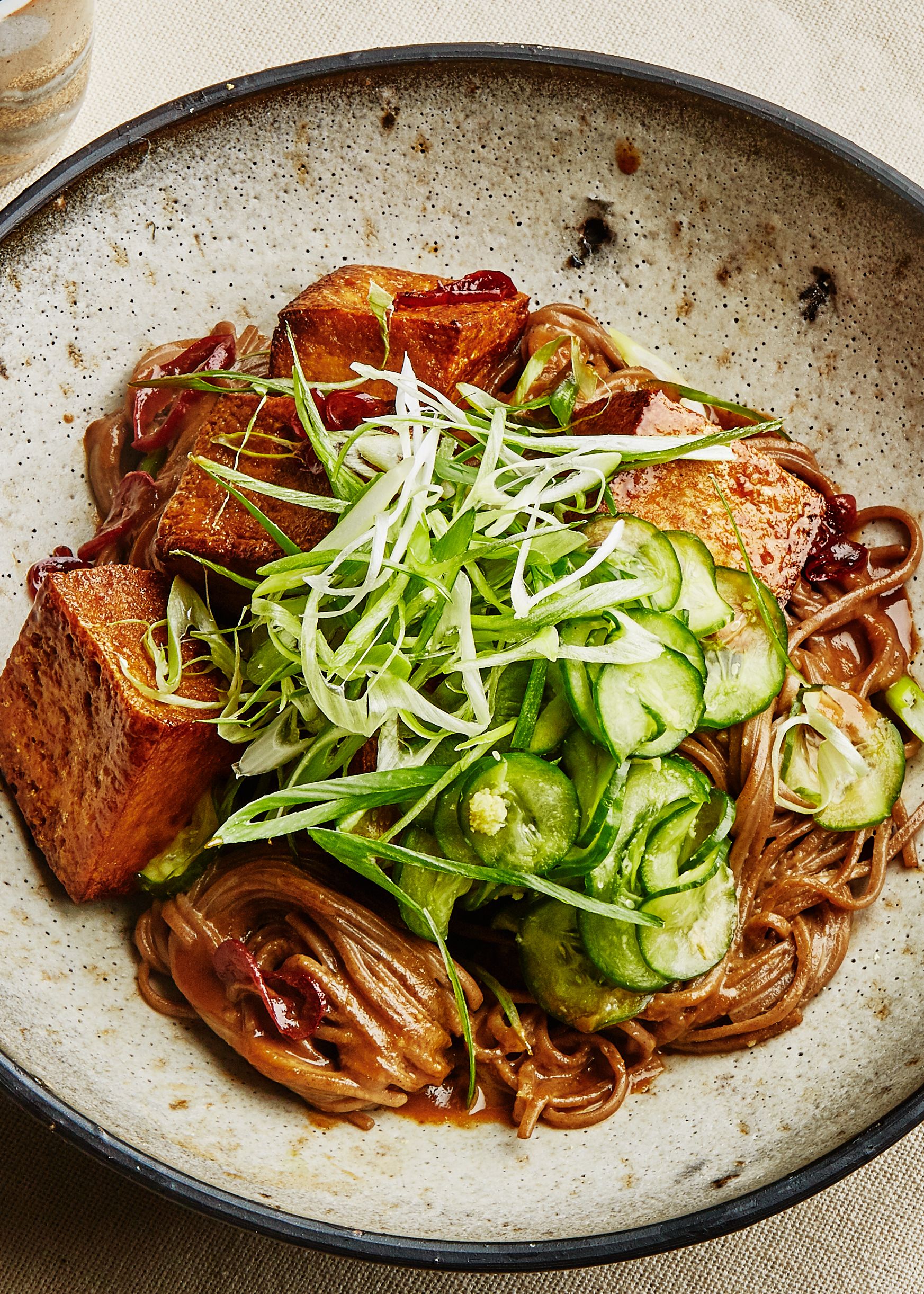 Szechuan Sesame Noodles with Crispy Tofu
