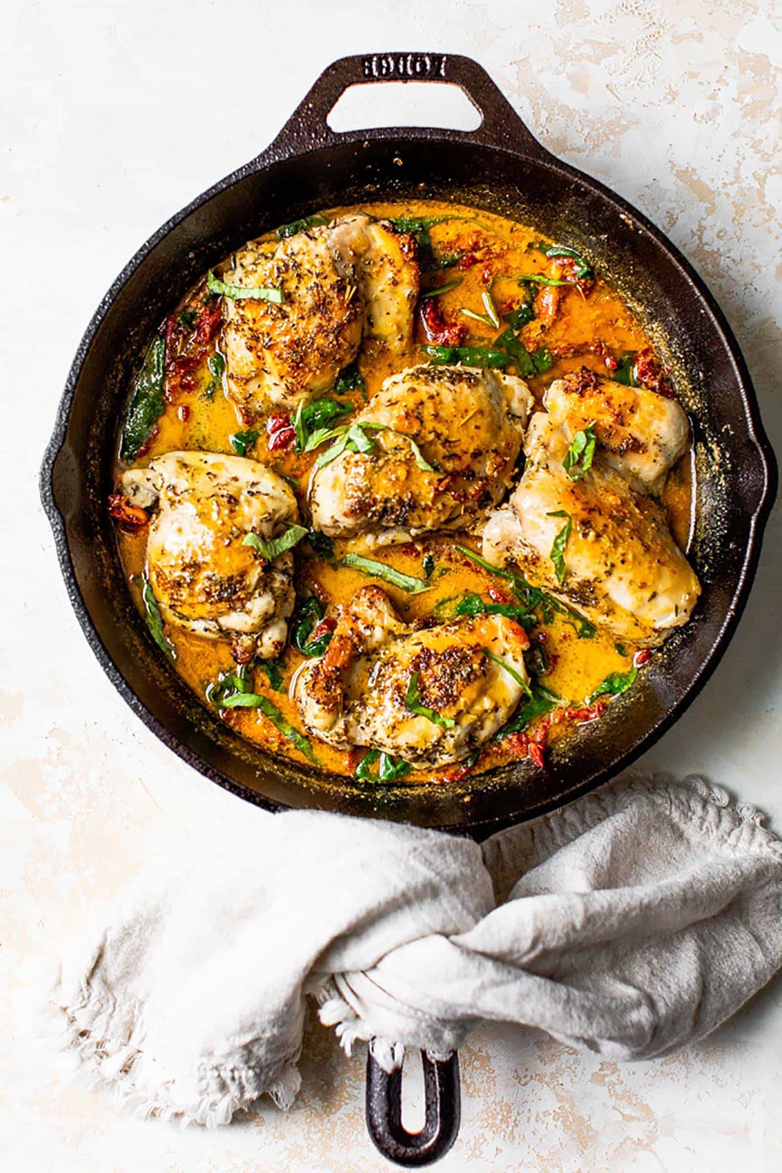 Sun-Dried Tomato & Spinach Coconut Chicken Skillet