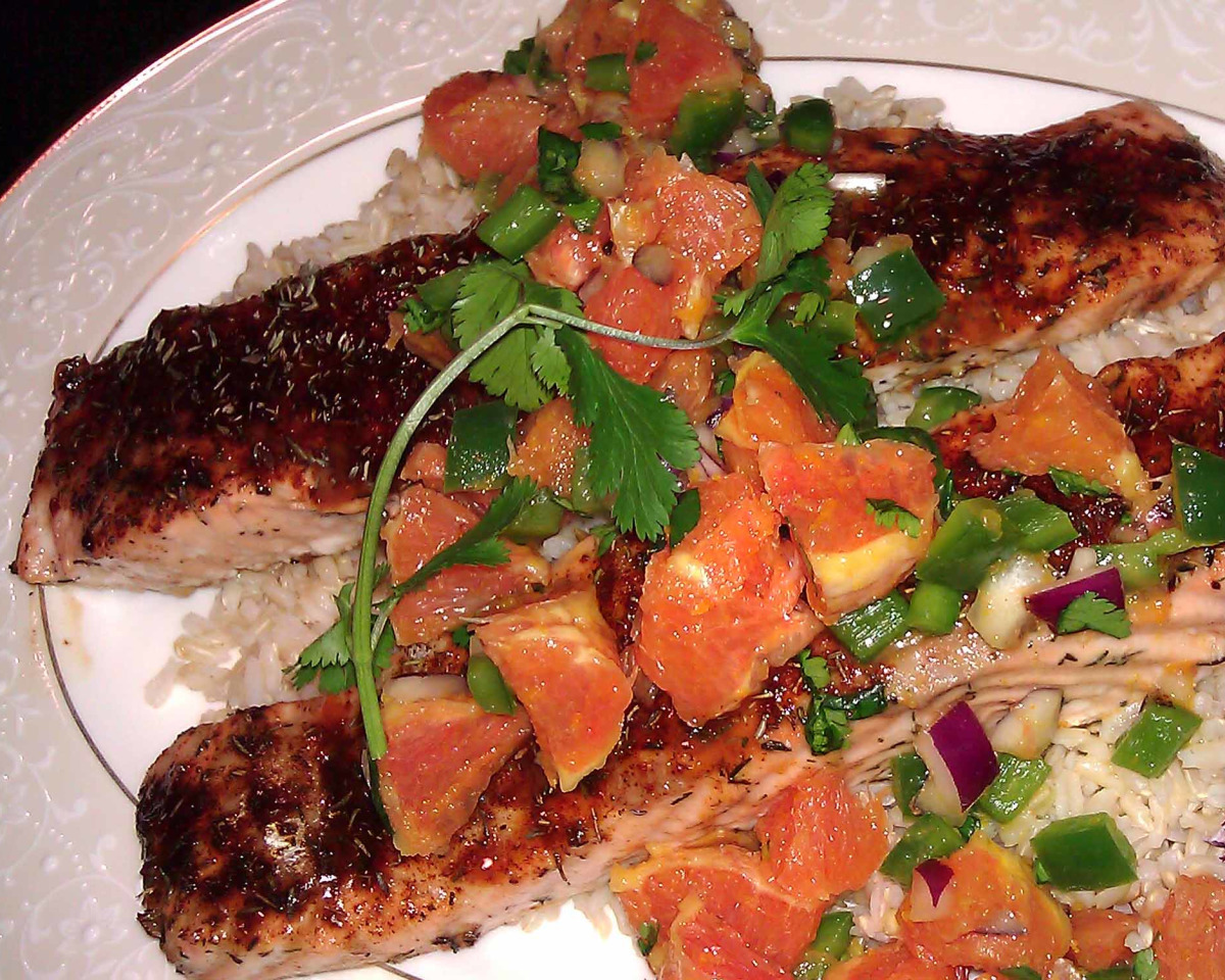 Citrus-Spiced Salmon with Pickled Shallot Relish