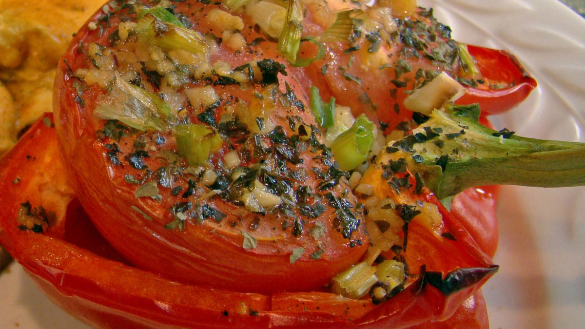 Herb-Stuffed Bell Peppers with Tomato Basil