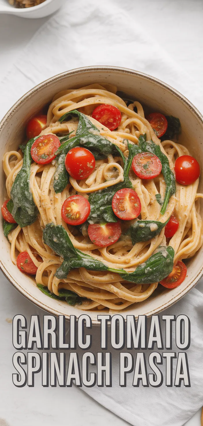 One-Pan Garlic Butter Pasta with Cherry Tomatoes and Spinach
