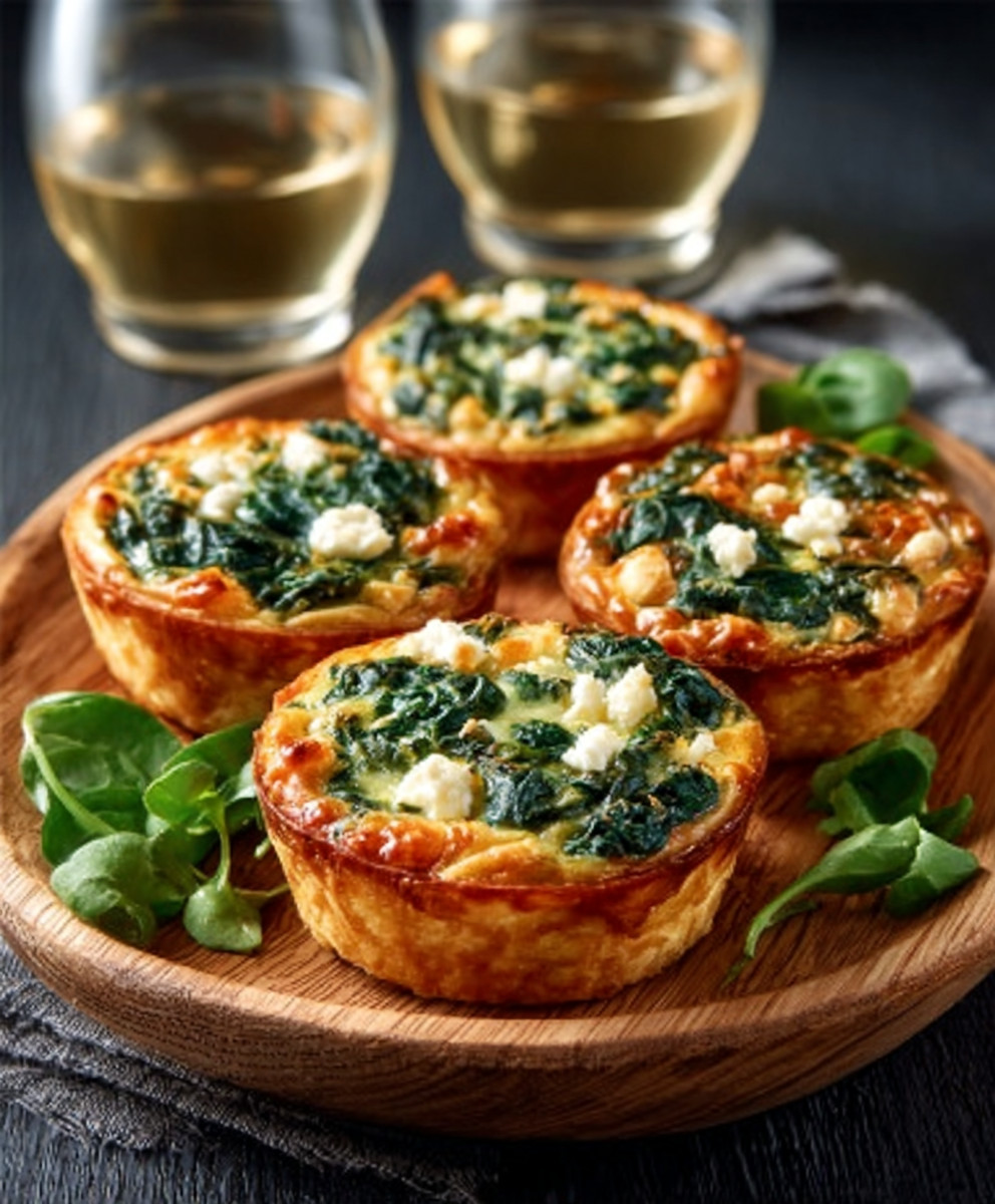 Fun-sized Mini Quiches with Spinach & Goat Cheese