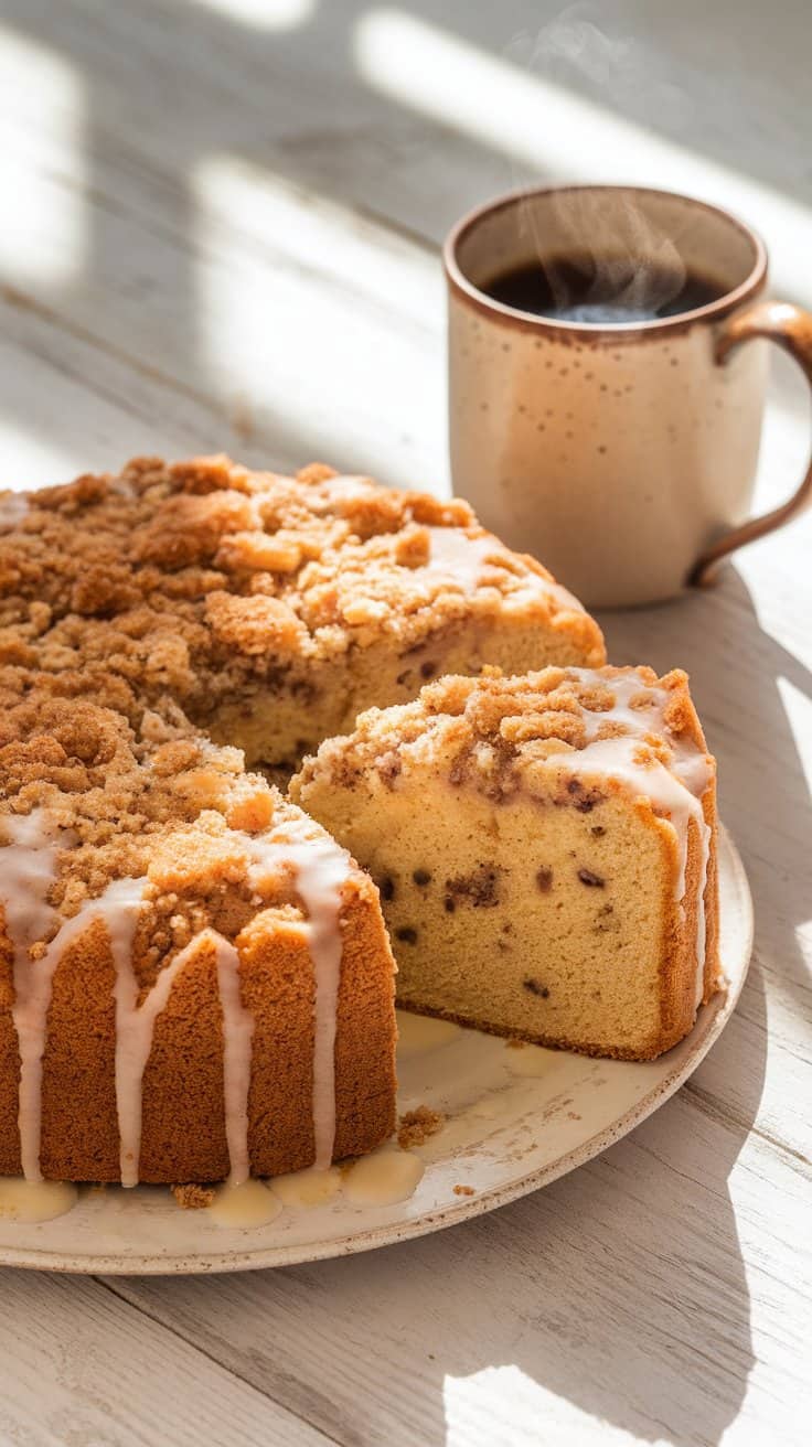Vanilla Bean Coffee Cake with Brown Sugar Glaze