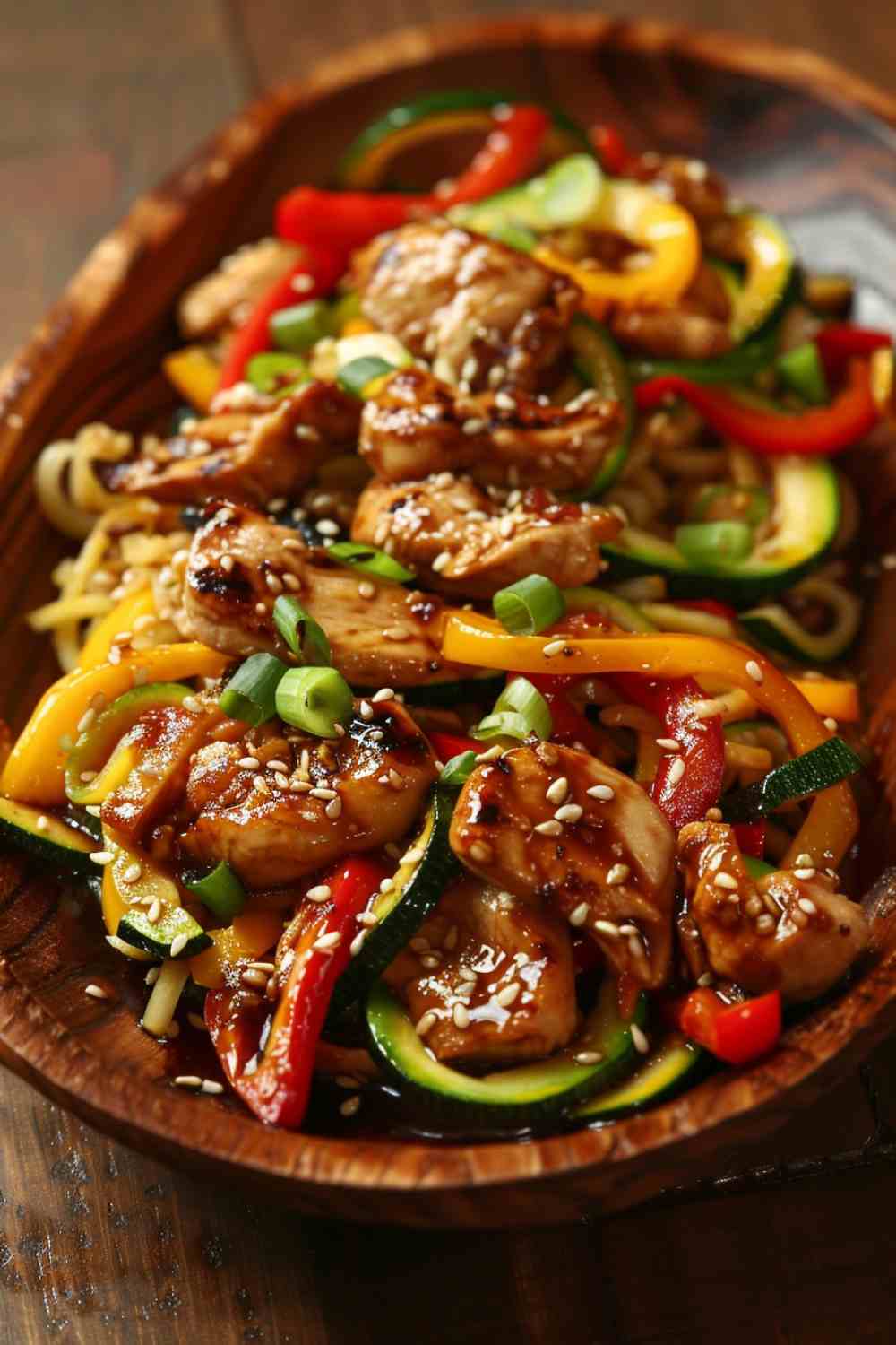 Zucchini Noodle Stir-Fry with Ginger-Sesame Chicken