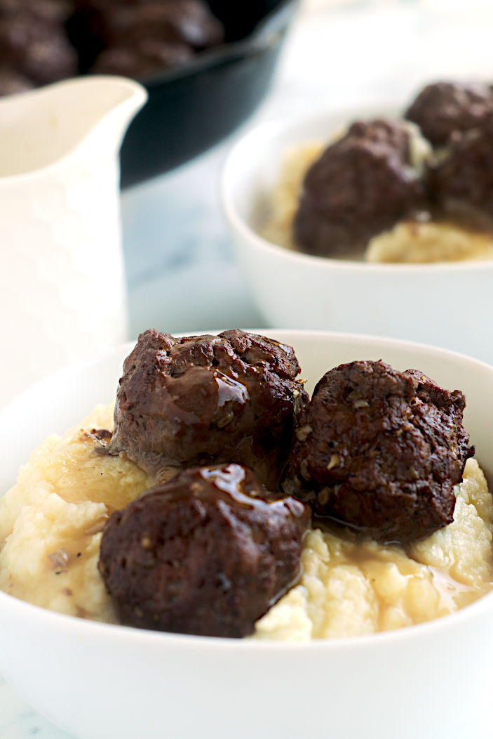 Spiced Ground Turkey Meatballs with Cauliflower Mash