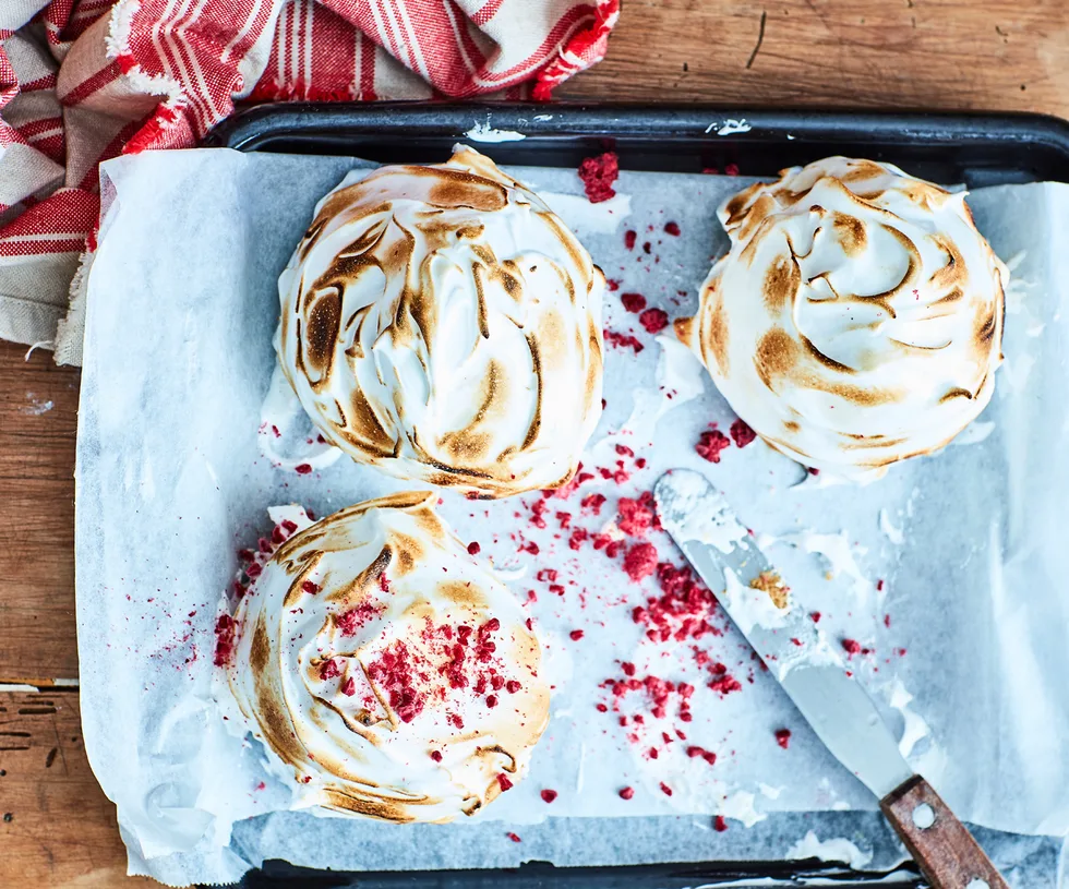 Lemon-Raspberry Baked Alaska with Curd