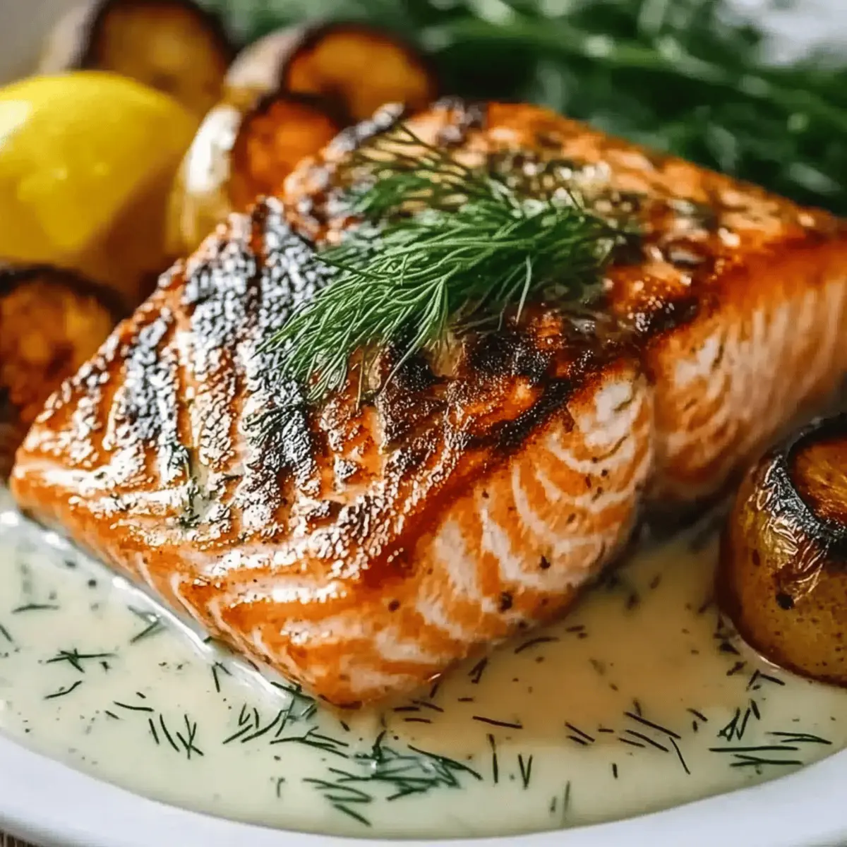 Crisp-Cooked Salmon with Lemon-Dill Sauce