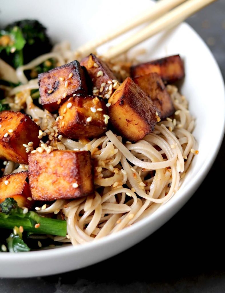 Miso-Glazed Tofu & Rainbow Veggie Noodles