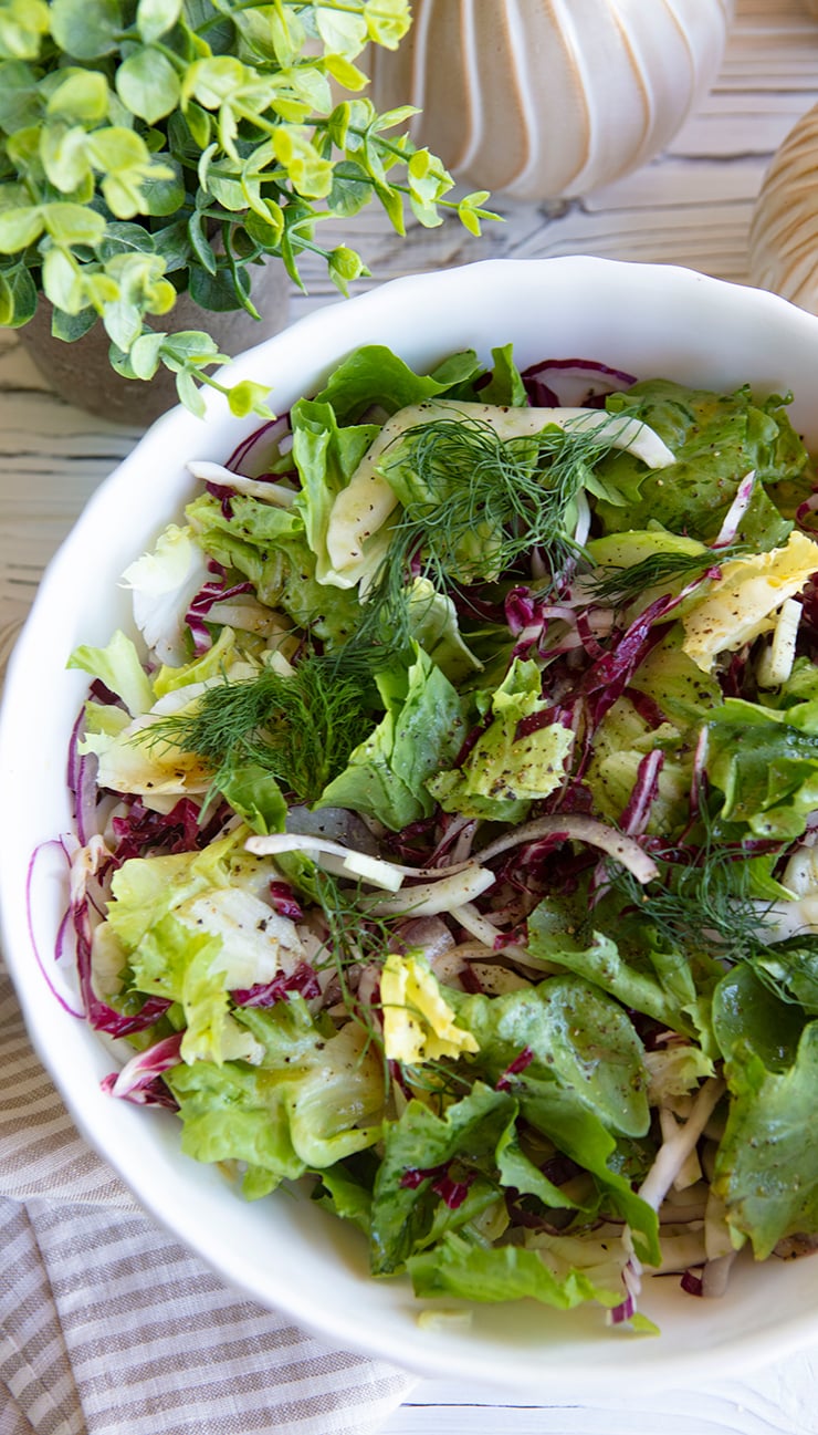 Bitter Greens & Honey-Lemon Salad with Toasted Walnuts