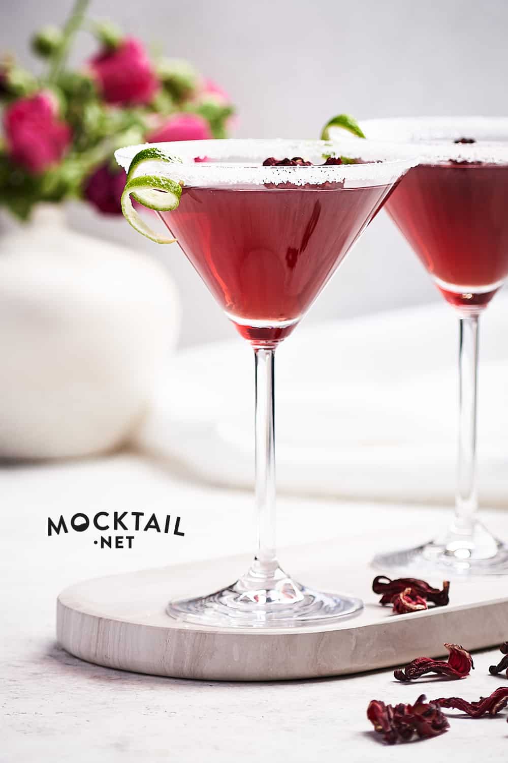 Tiki Sunset Mocktail with Hibiscus and Pineapple