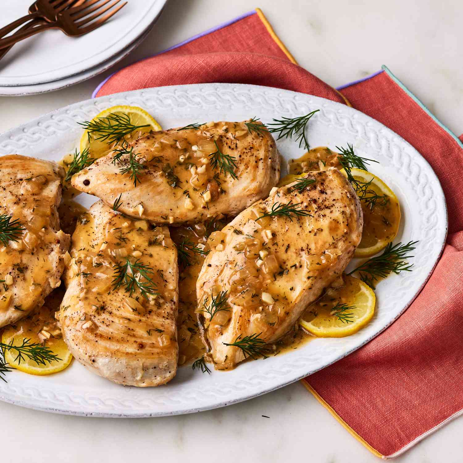 Spring Lemon-Dill Chicken with Pea and Carrot Puree