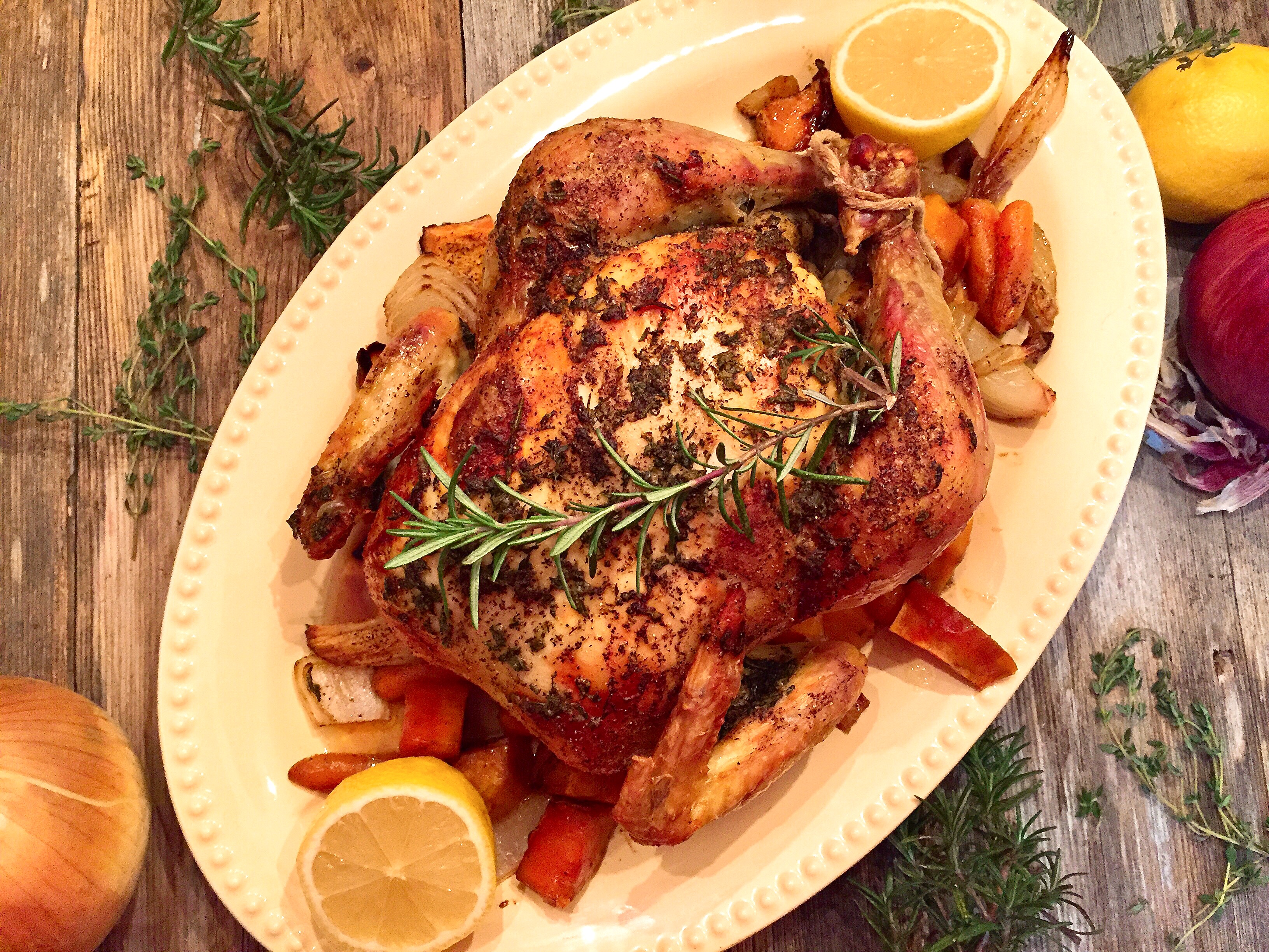 Bid for the Best Herb-Infused Chicken with Roasted Roots