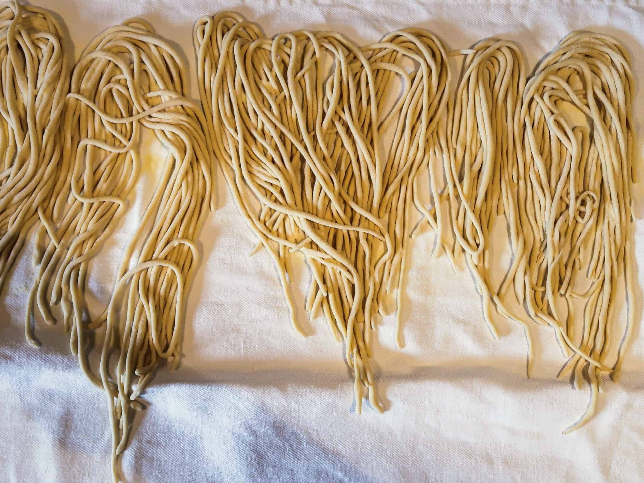 Handmade Tuscan Pici Pasta with Rosemary and Wild Mushrooms