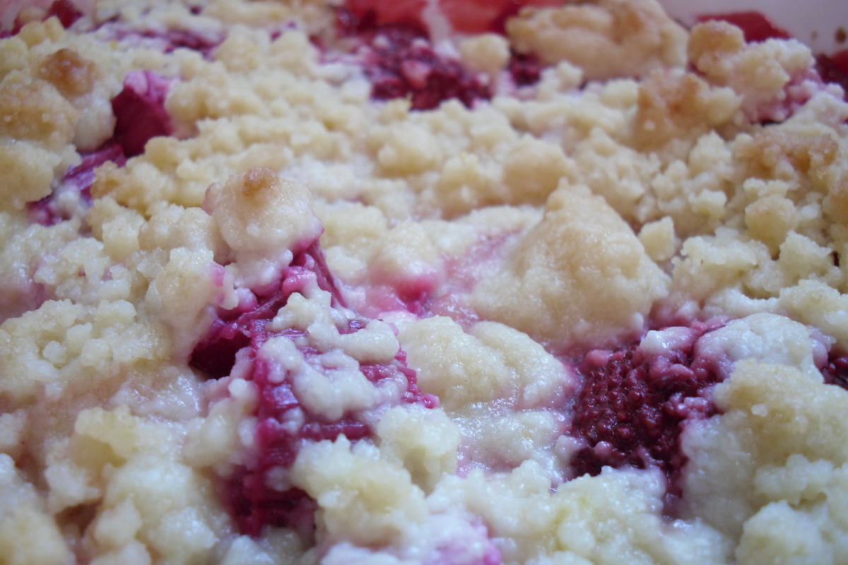 Rhubarb-Strawberry Crumble with Oat Topping