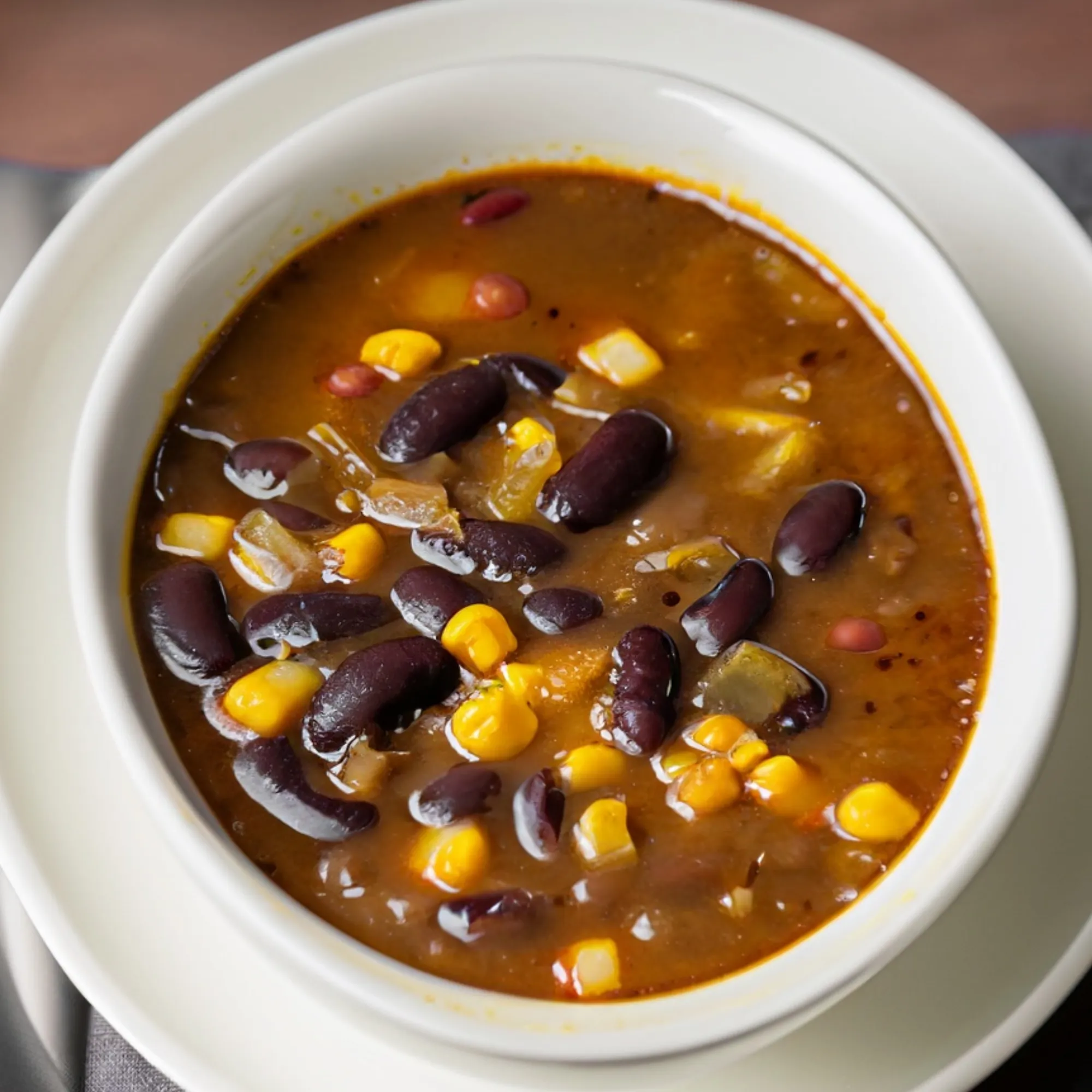 Hidden Spice Black Bean Soup with Smoky Corn