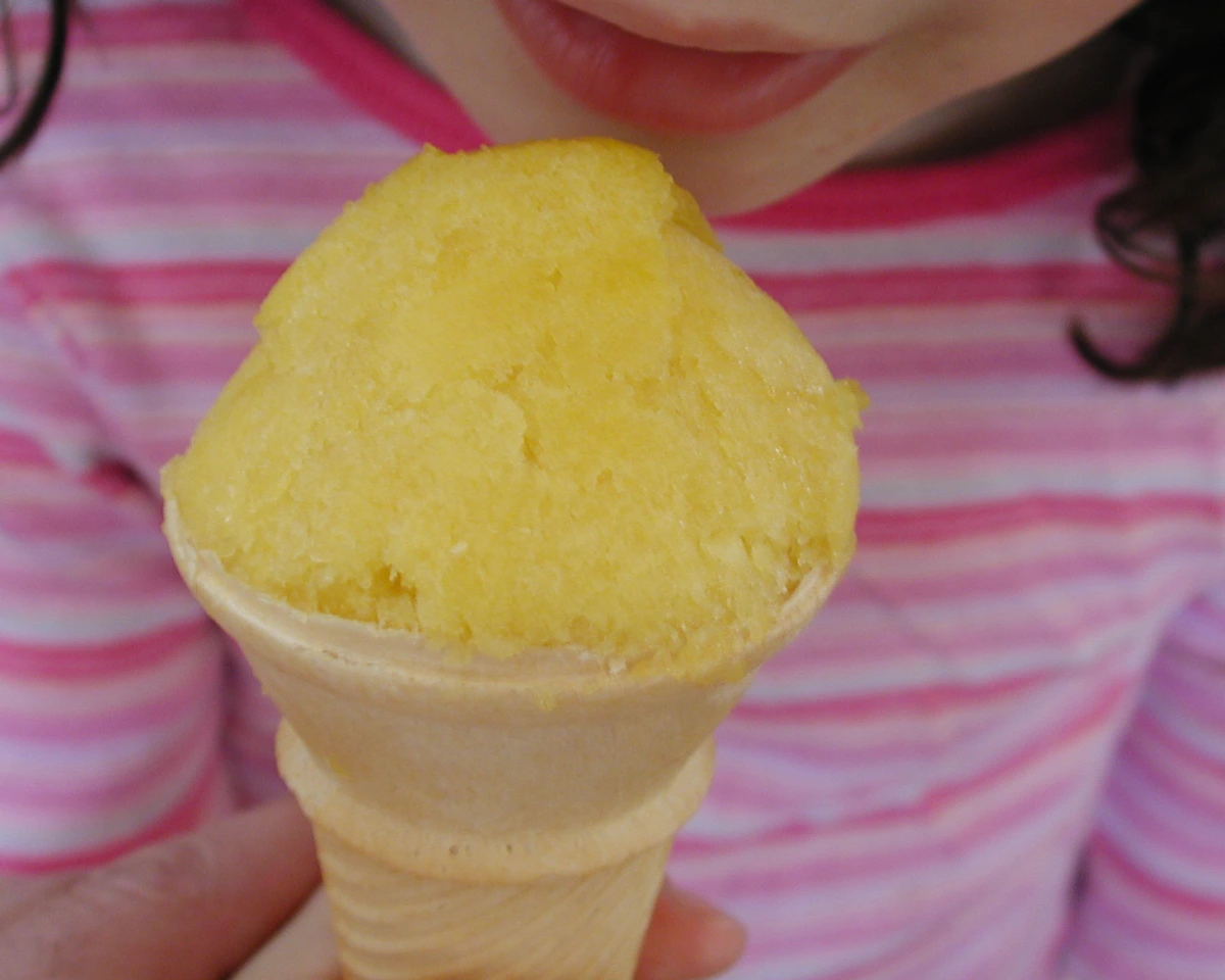 Mango-Lime Sorbet with Coconut Crumble