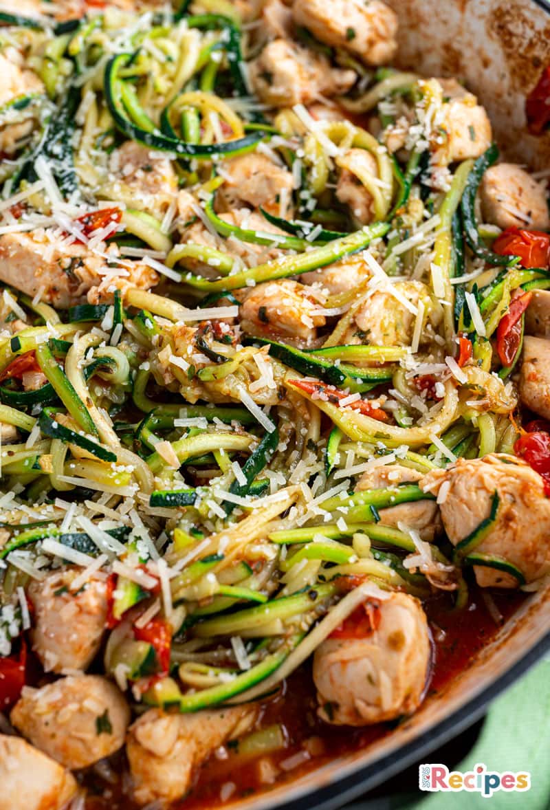 Crispy Lemon-Garlic Chicken Zoodle Bake