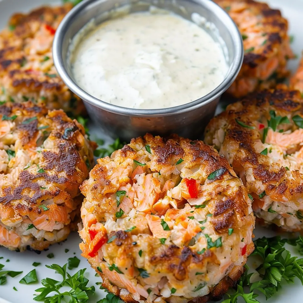 Alaskan Salmon Cakes with Lingonberry Glaze