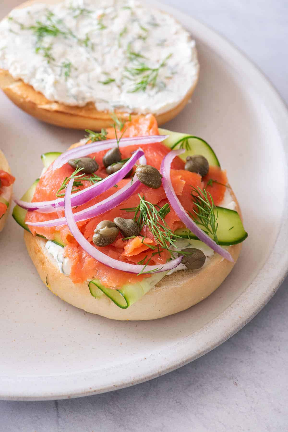 Everything Bagel Chaffle with Smoked Salmon