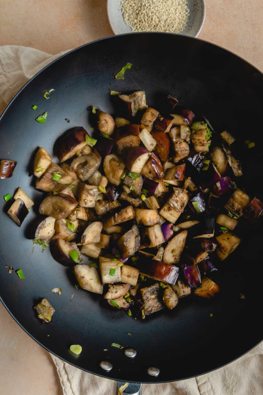 Miso-Glazed Eggplant & Bell Pepper Stir-Fry with Sesame Rice