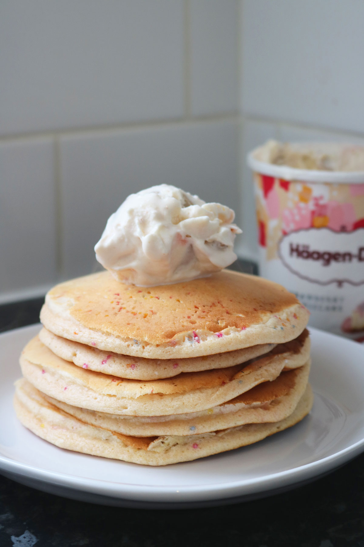 Funfetti Pancake Stack with Berry Compote
