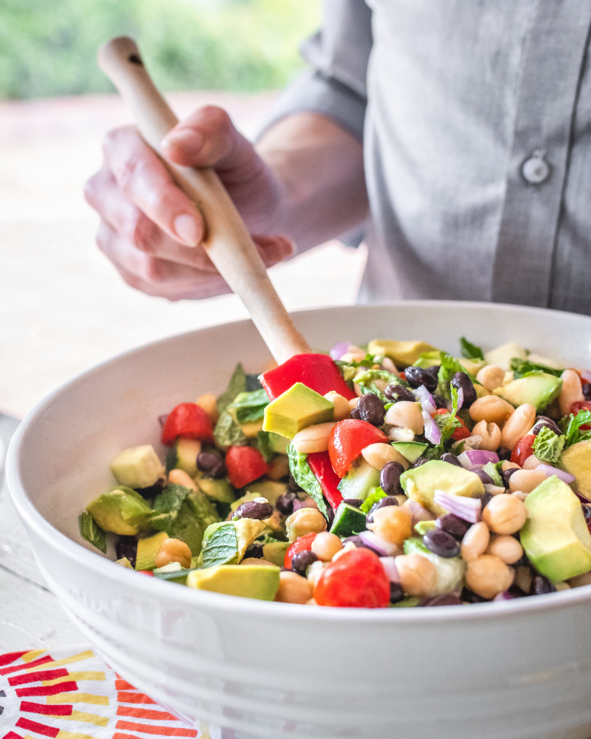 Three-Bean & Avocado Salad with Lime Vinaigrette