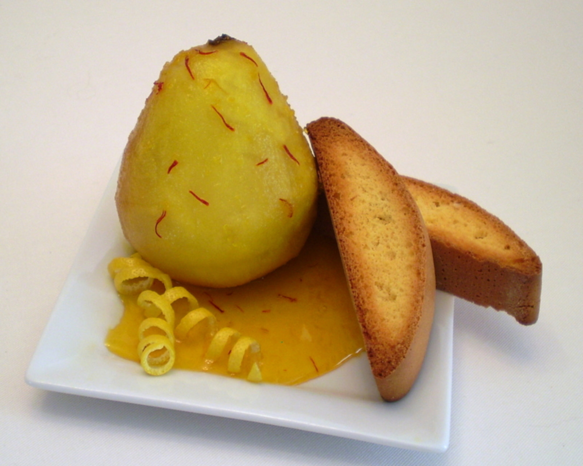 Aperol-Poached Pears with Orange-Cardamom Syrup