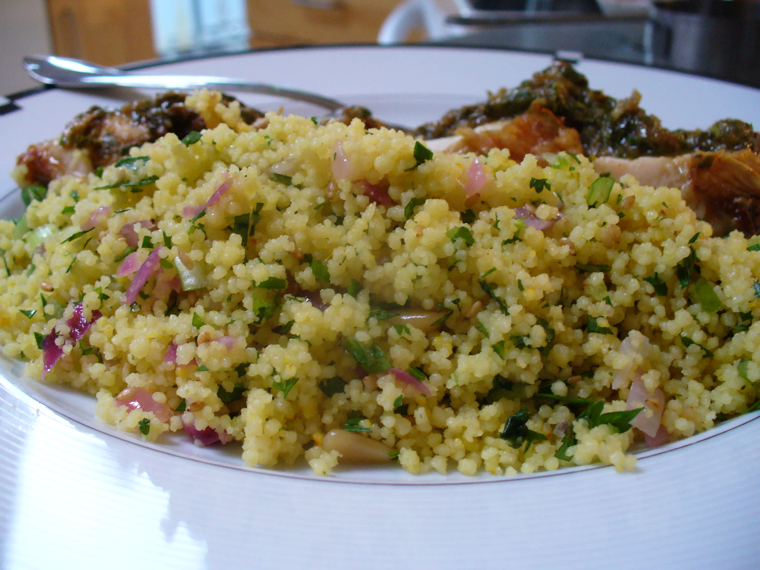 Saffron-Scented Lemon Chicken with Herb Couscous