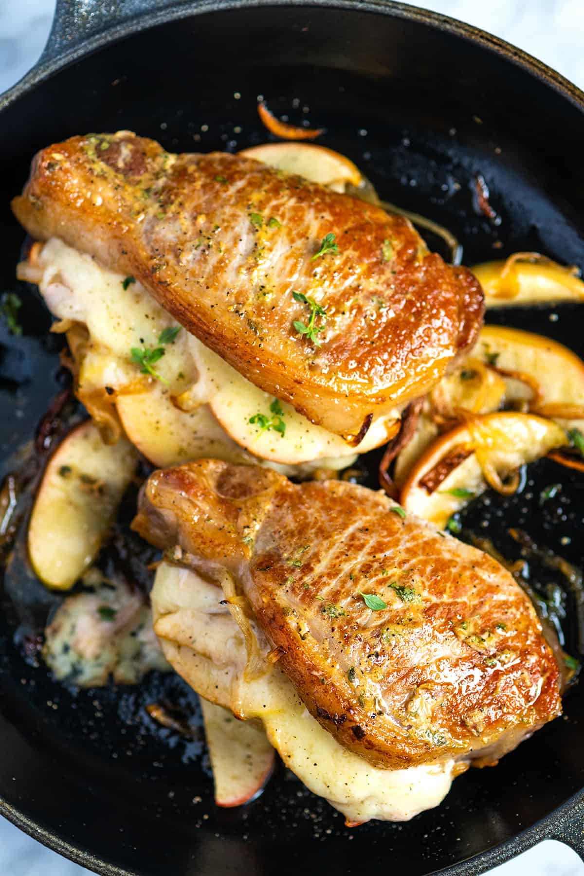Maple-Bacon Stuffed Pork Chops with Apple Compote