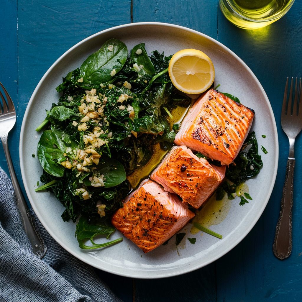 Migraine-Relief Salmon with Turmeric Spinach and Avocado
