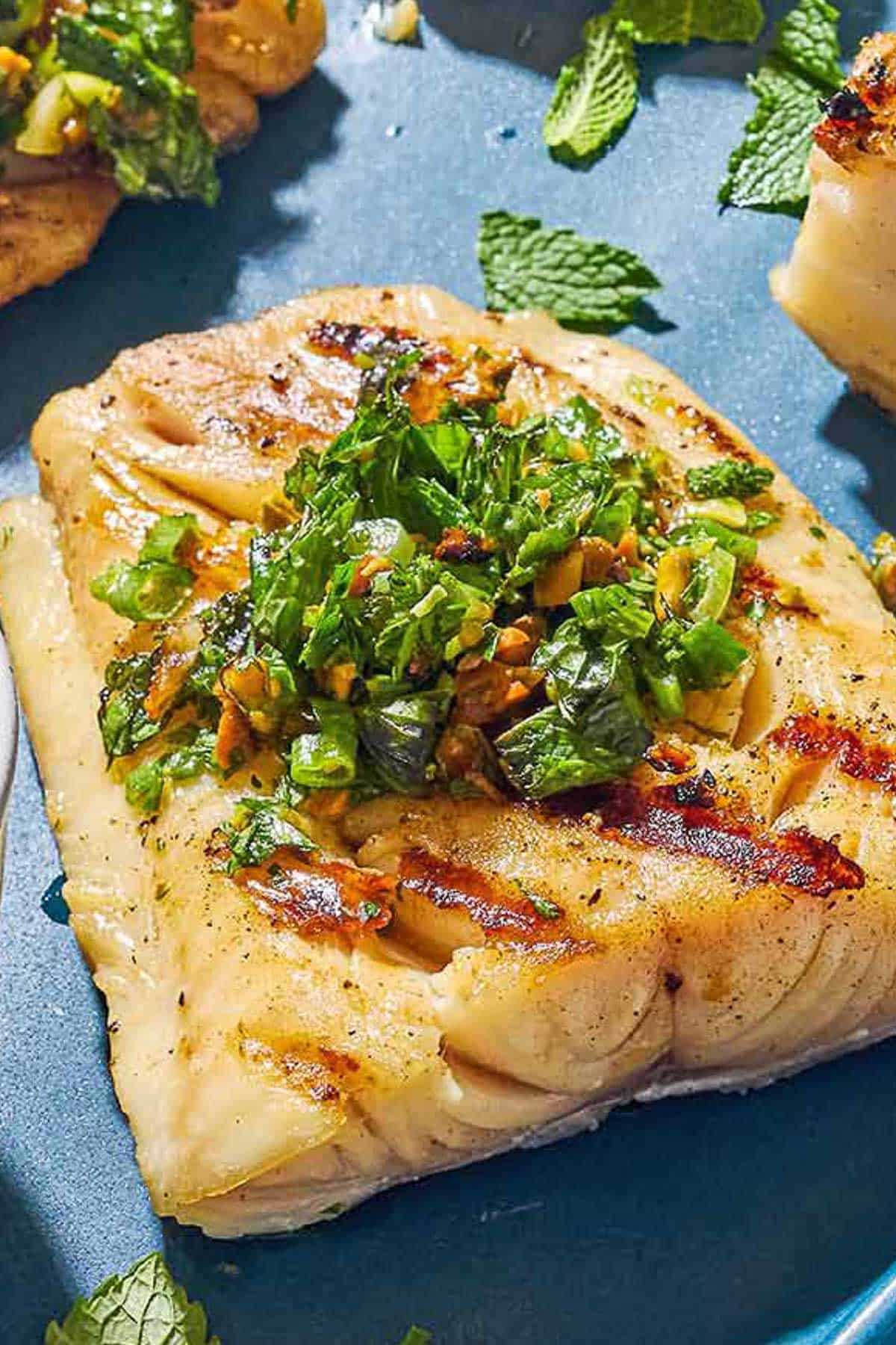 True Authentic Mediterranean Grilled Fish with Herbed Oil