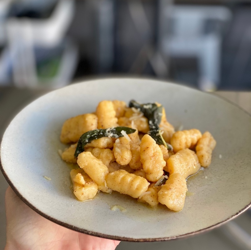 Herb-Infused Gnocchi with Sage Brown Butter and Roasted Asparagus