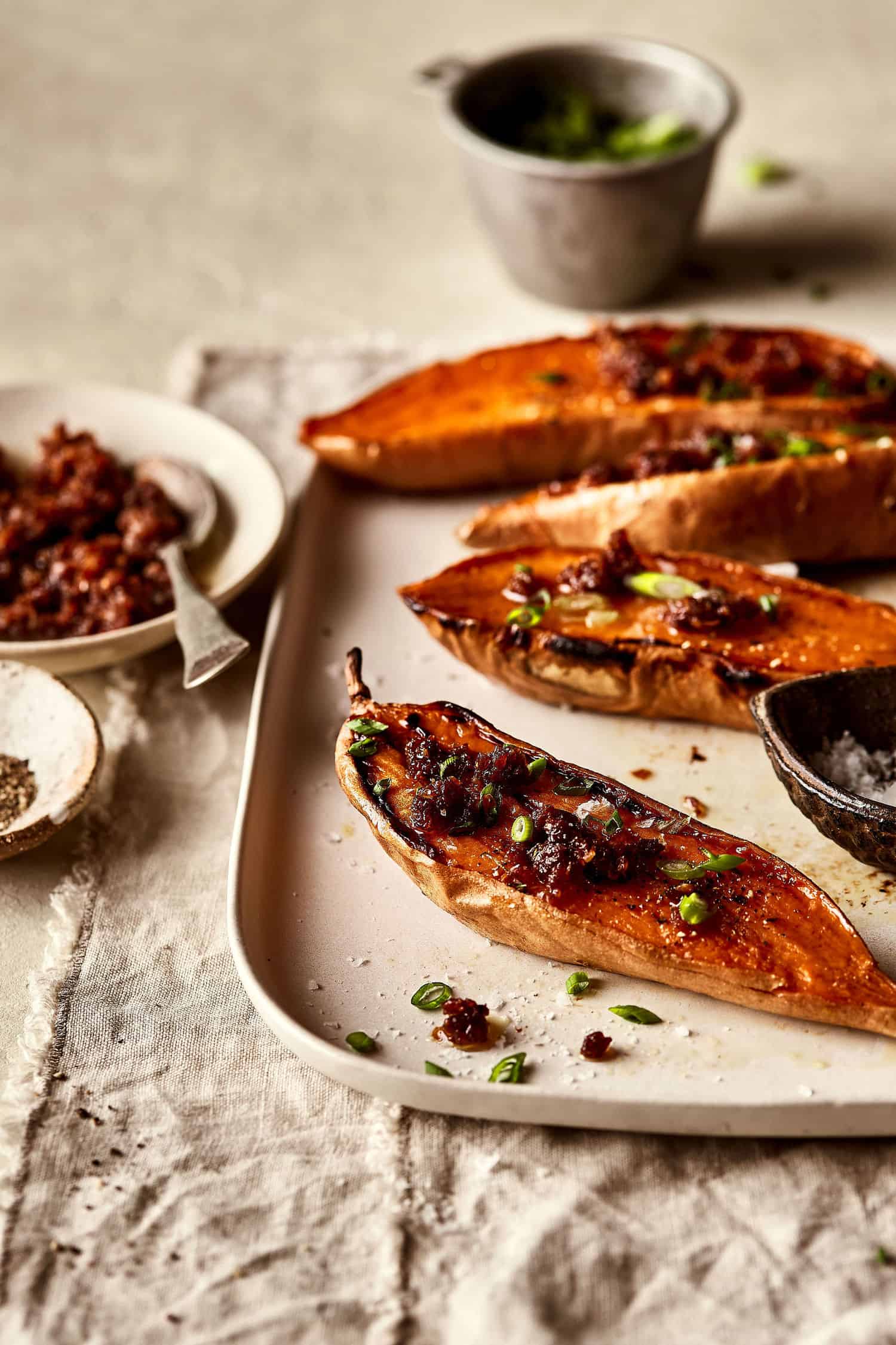 Miso-Glazed Maple Roasted Sweet Potatoes with Kale