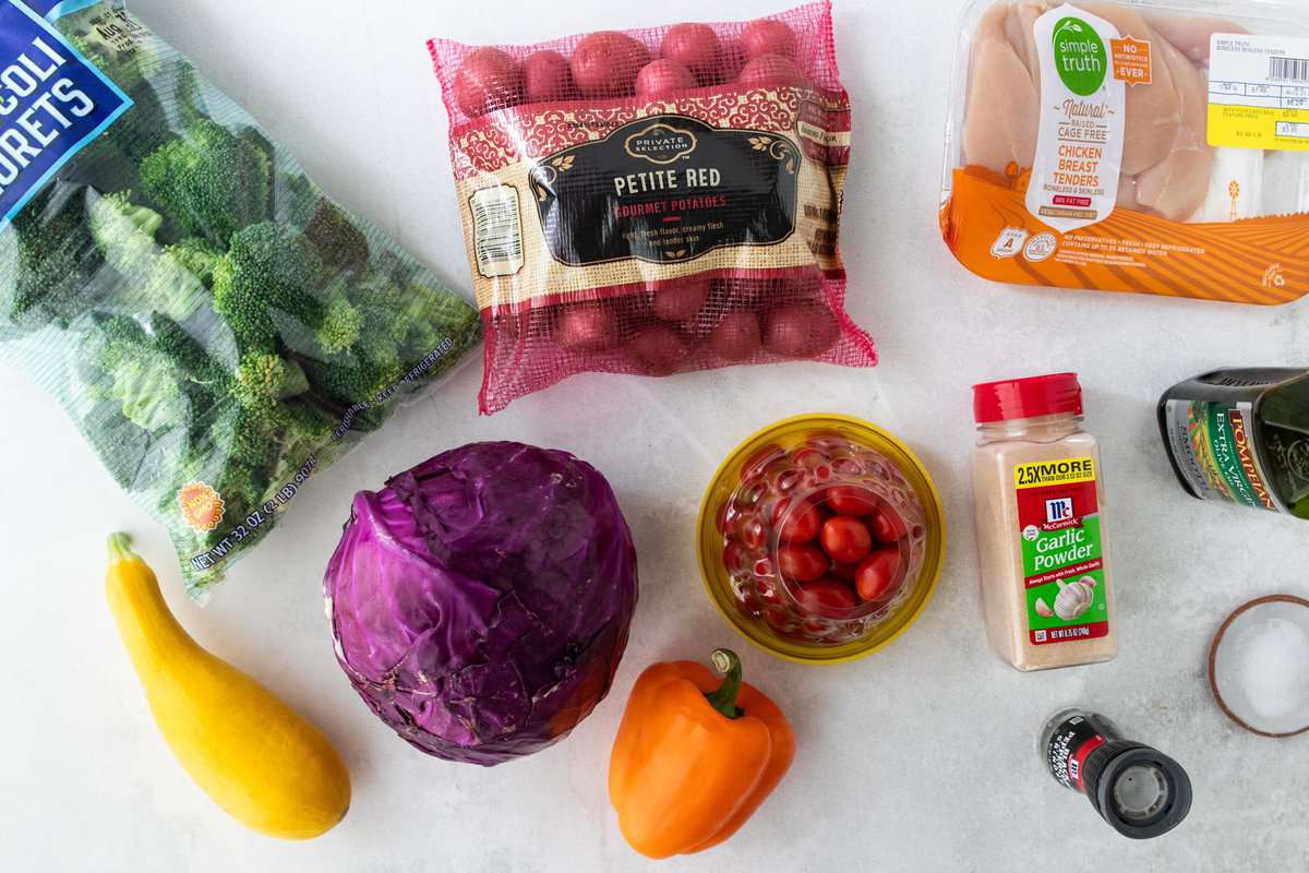 Herb-Crusted Chicken & Rainbow Veggie Sheet Pan