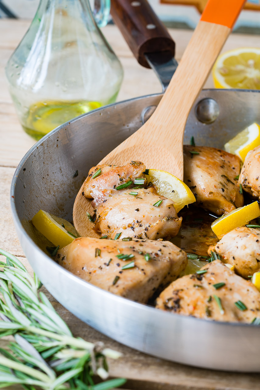 Crispy Lemon-Garlic Chicken Thighs with Cauliflower Mash