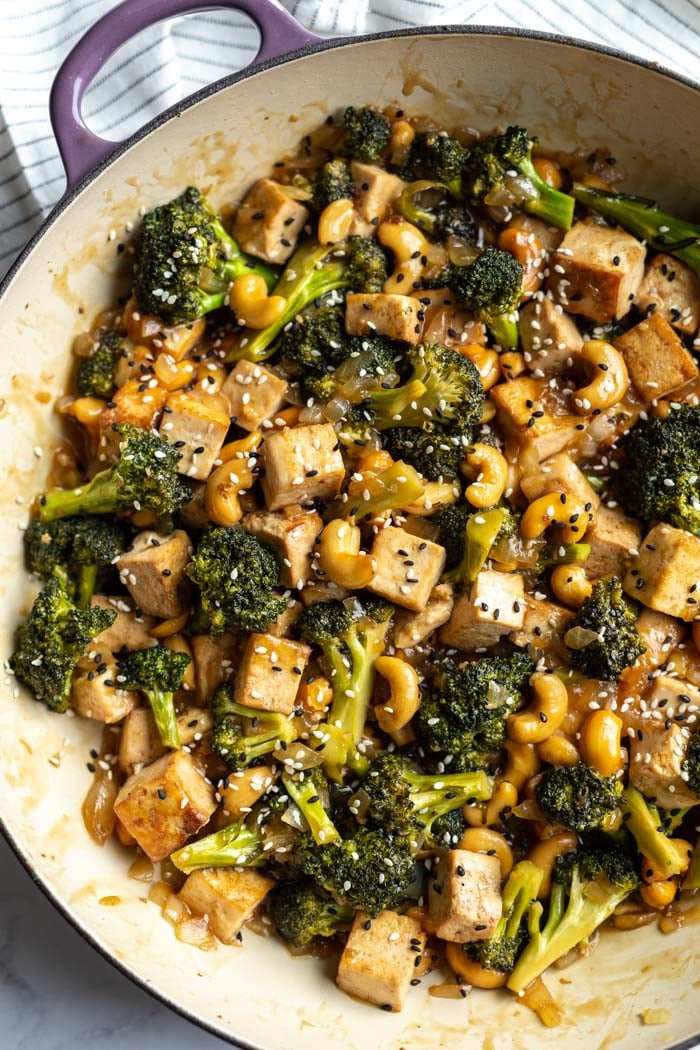 Frozen Tofu and Broccoli Stir-Fry with Cashew Sauce