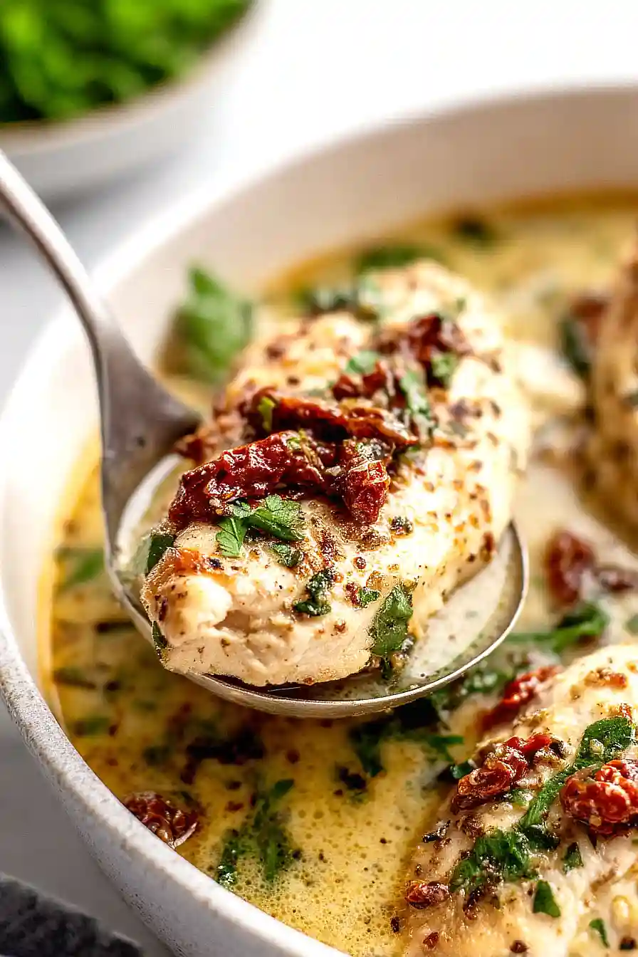 Coconut Cream Sun-Dried Tomato Chicken with Lemon Zest