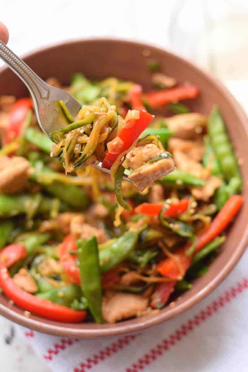 Zucchini Noodle Stir-Fry with Lemon-Herb Chicken