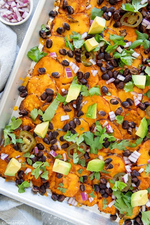 Vegan Sweet Potato and Black Bean Nachos