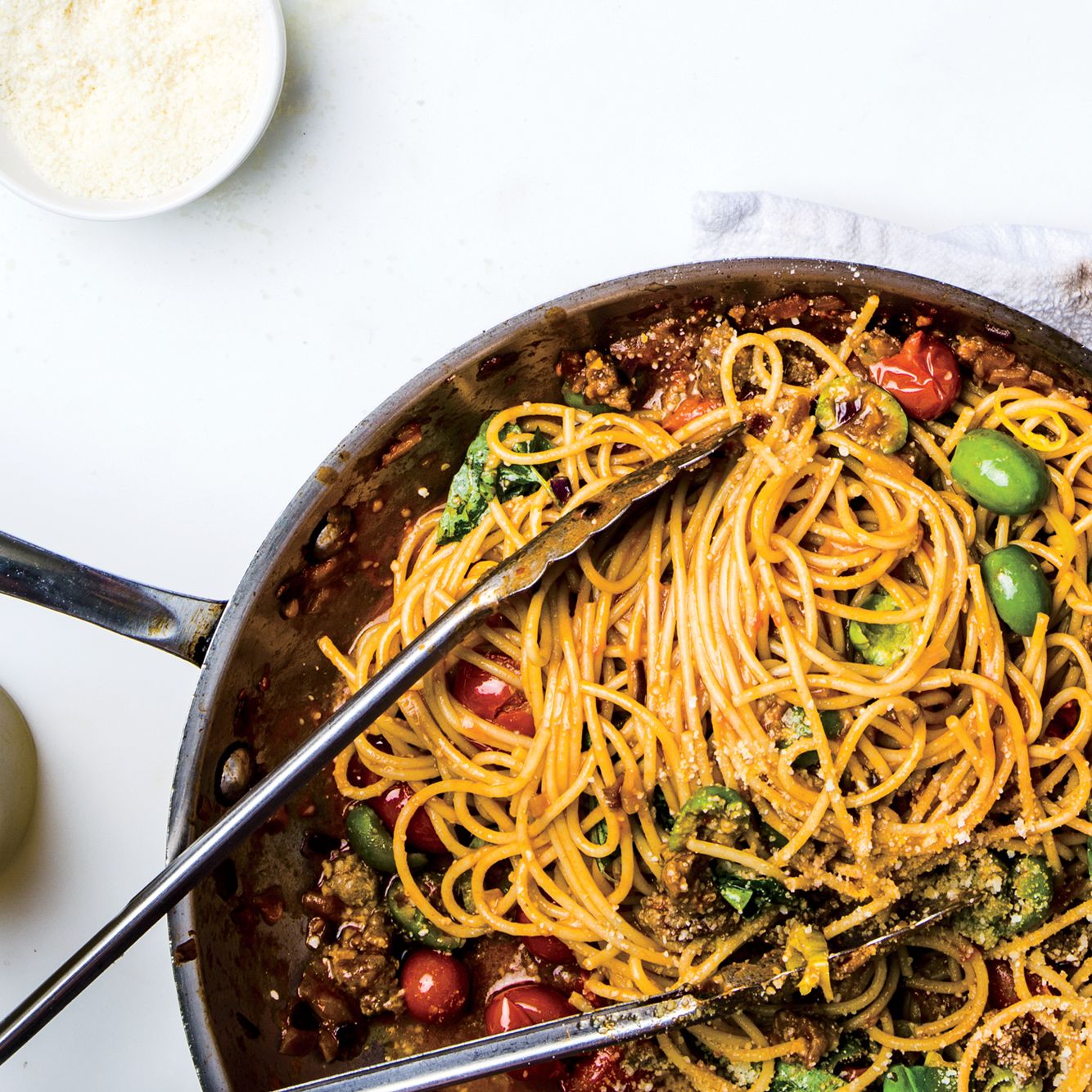 Real-Deal Pantry Pasta with Tomato & Herb Oil